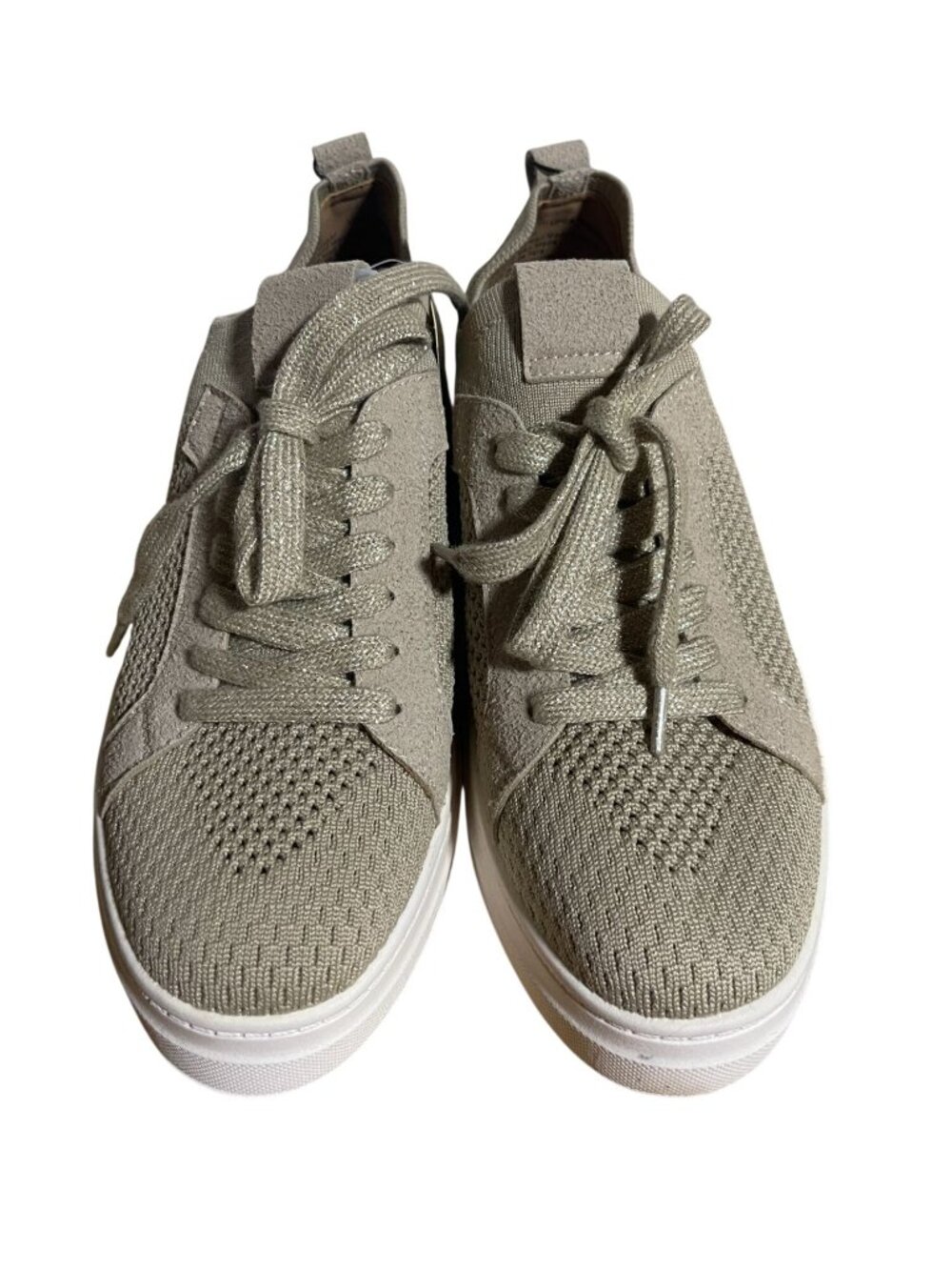 White Mountain Womens Lace Up Sneakers Size 8 Lightweight Casual Taupe Knit